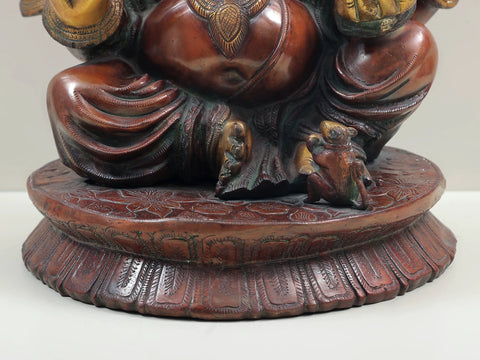 20" Large Size Ganesha with Turban and Trident Mark on Forehead In Brass | Handmade | Made In India