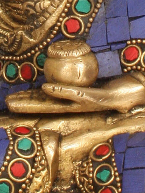 Brass Idol of Deity Lapis Buddha Healing | Medicine Buddha Statue