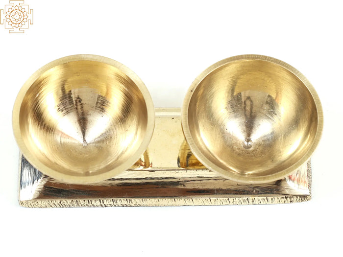3" Brass Vibuthi and Kumkum Stand Set | Handmade