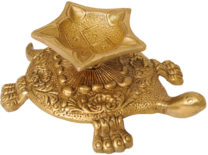 Golden Vastu Tortoise Brass Lamp for Home Decor