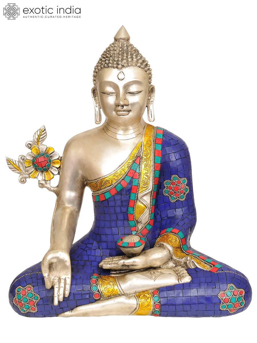 14" Medicine Buddha Tibetan Brass Statue Handmade
