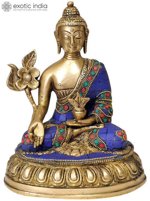 8" Tibetan Buddhist Healing Buddha Brass Statue Handmade