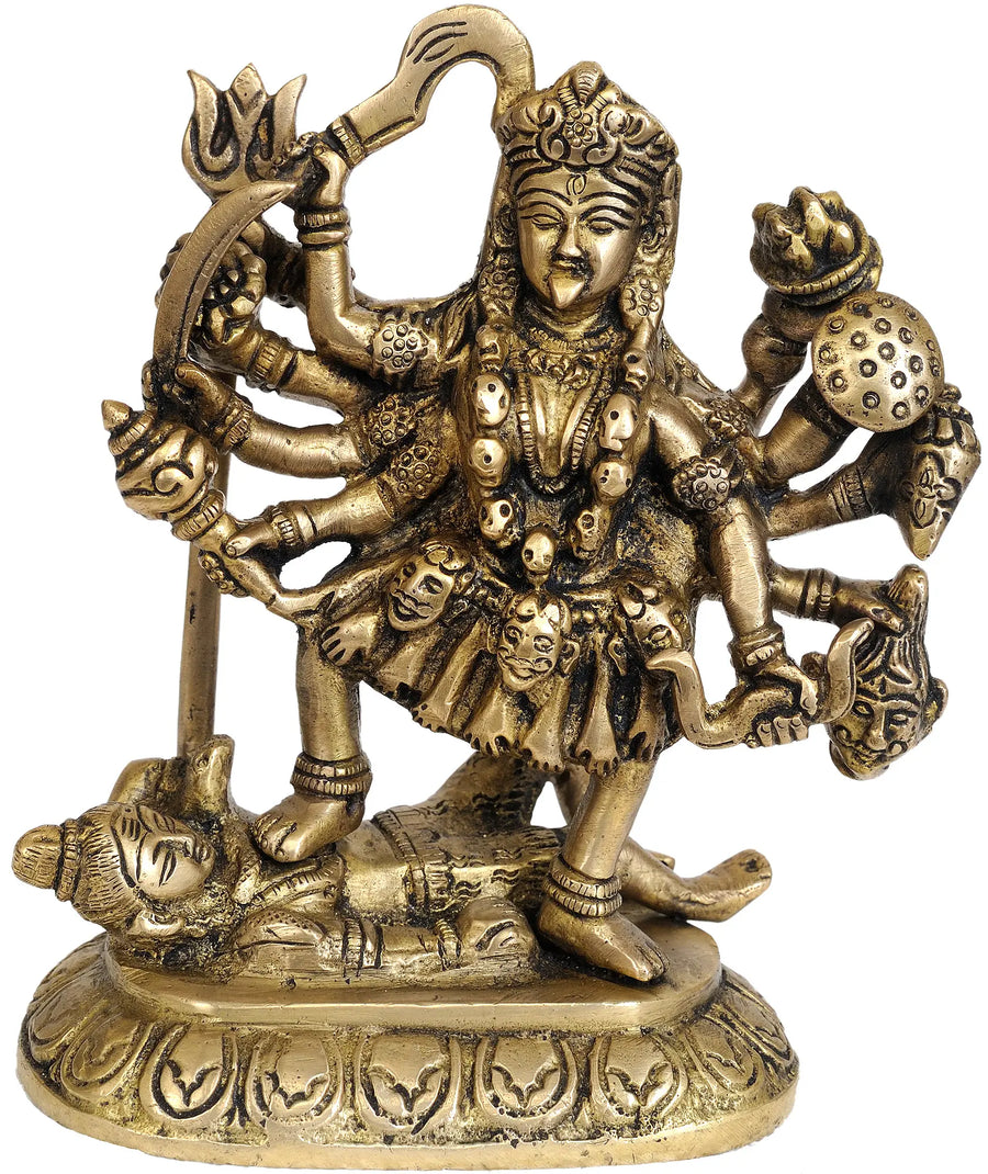 6" Handmade Brass Mother Goddess Kali Statue for Home Decor