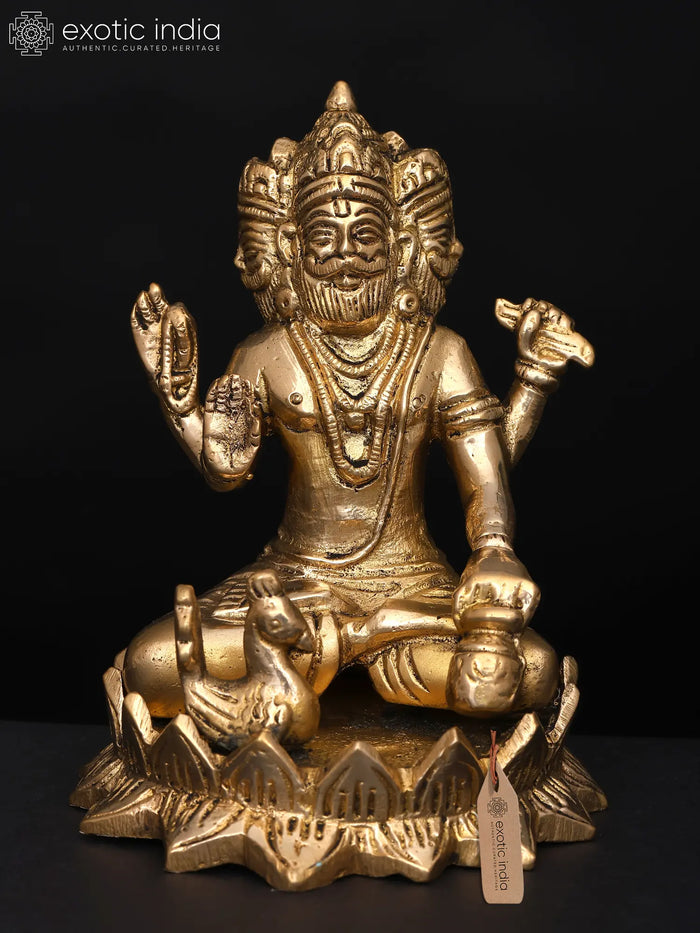 4" Small Lord Brahma Brass Statue