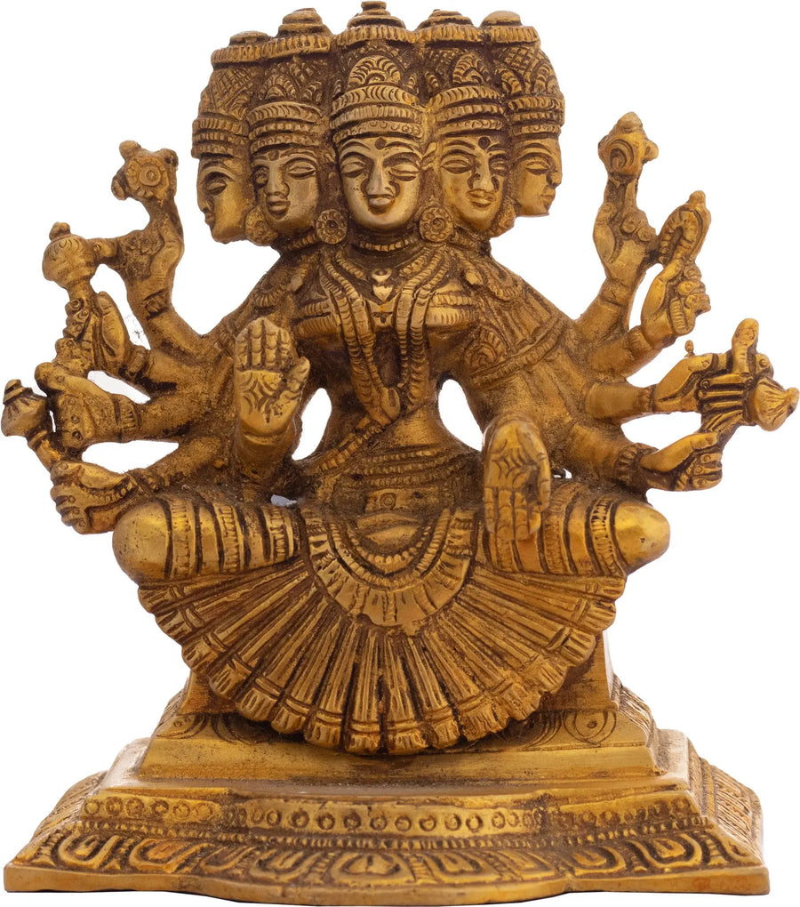 5" Goddess Gayatri Handmade Brass Statue for Pooja