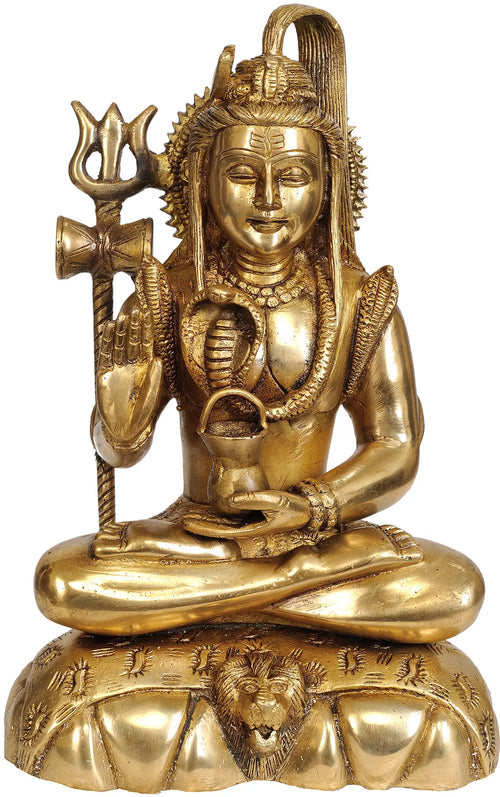 9" Lord Shiva Handmade Brass Statue for Pooja