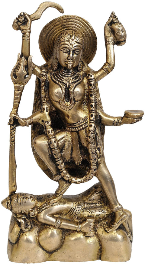 8" Mother Goddess Kali In Brass | Handmade | Made In India