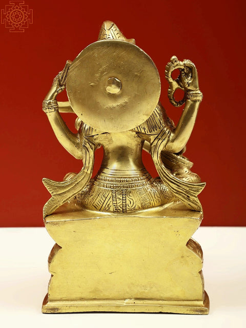 8" Devi Saraswati Idol | Hindu Goddess Brass Statue