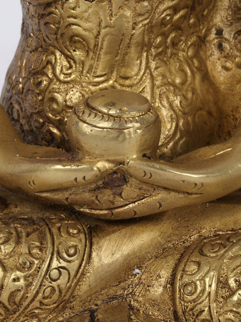 8" Meditating Buddha In Brass | Handmade | Made In India