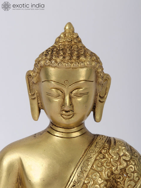 8" Meditating Buddha In Brass | Handmade | Made In India