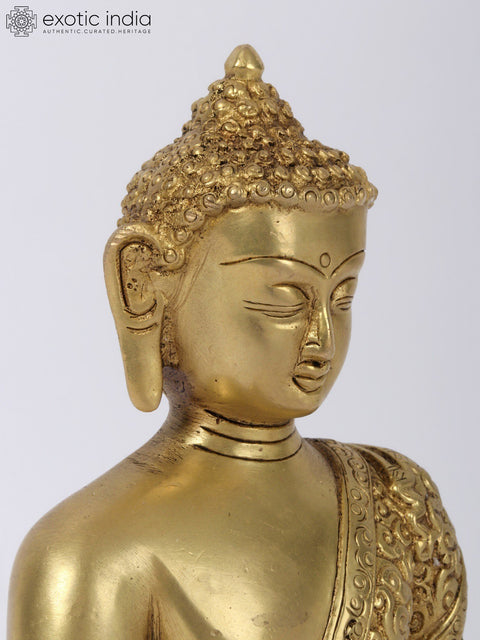 8" Meditating Buddha In Brass | Handmade | Made In India