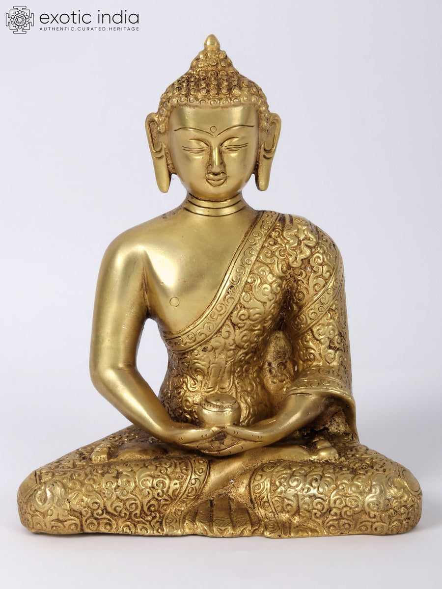 8" Meditating Buddha Handmade Brass Statue