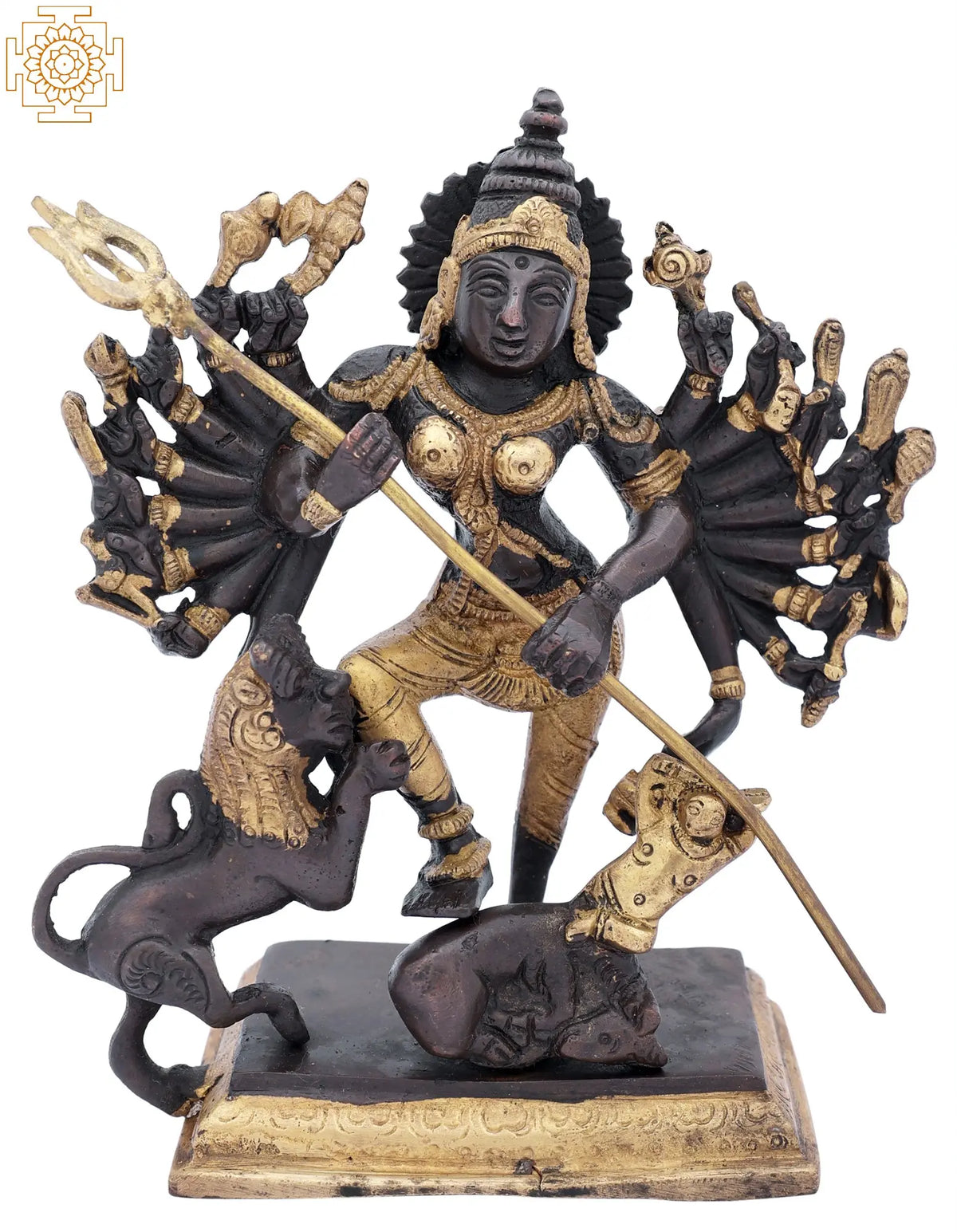 6" Goddess Durga Idol In Brass | Handmade | Made In India