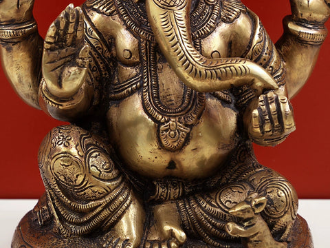 8" Lord Ganesha Brass Sculpture | Handmade Statues | Made in India