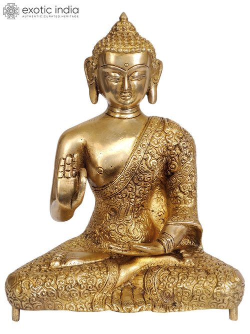 8" Handmade Lord Buddha in Vitarka Mudra Brass Statue