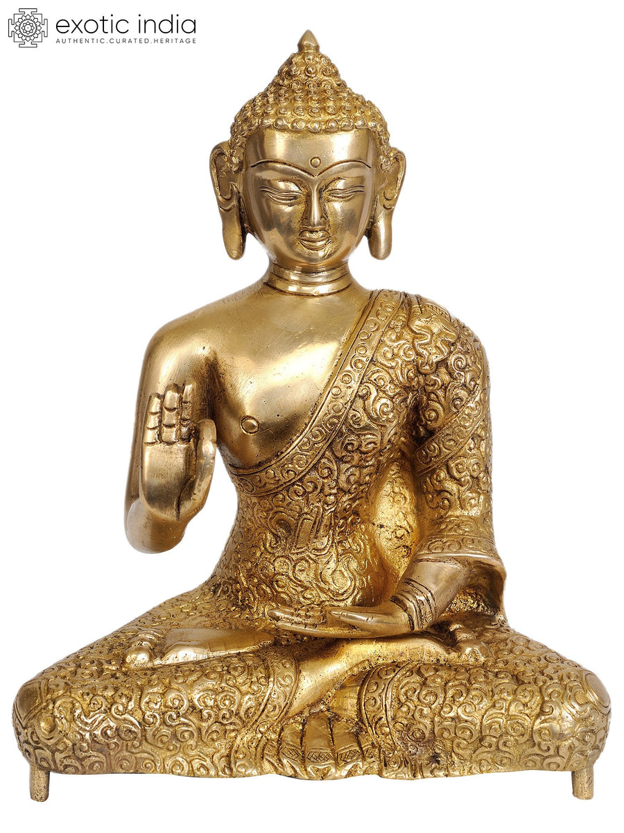 8" Handmade Lord Buddha in Vitarka Mudra Brass Statue