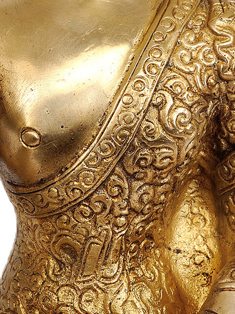 8" Lord Buddha in Vitarka Mudra (Robes Decorated with Scrolls) In Brass | Handmade | Made In India
