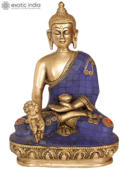 8" Medicine Buddha Brass Statue Handmade