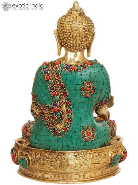 14" Tibetan Buddhist Deity Medicine Buddha In Brass | Handmade | Made In India