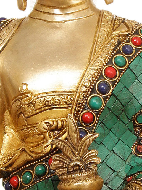 14" Tibetan Buddhist Deity Medicine Buddha In Brass | Handmade | Made In India