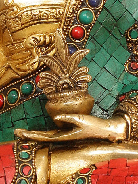 14" Tibetan Buddhist Deity Medicine Buddha In Brass | Handmade | Made In India