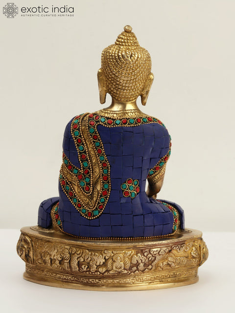 8" Tibetan Buddhist Lapis Buddha of Healing (Medicine Buddha) In Brass | Handmade | Made In India