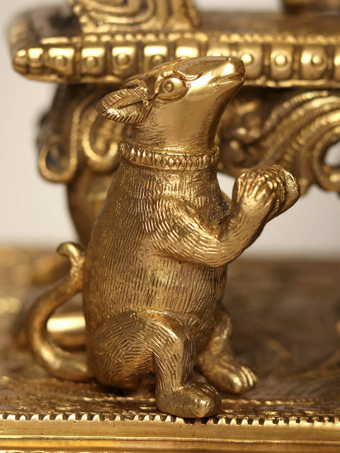 22" Size Enthroned Ganesha In Brass | Handmade | Made In India