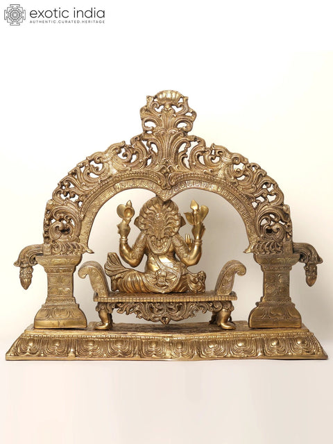 22" Size Enthroned Ganesha In Brass | Handmade | Made In India