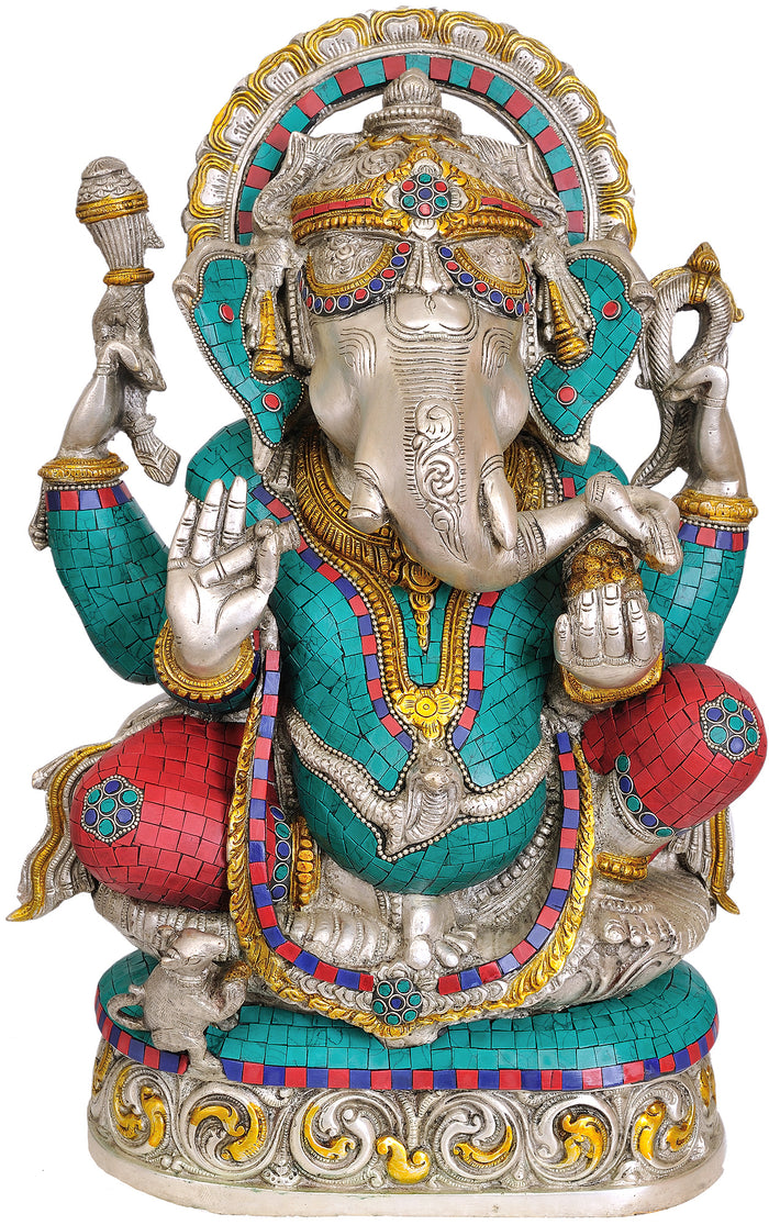 19" Handmade Ganesha Brass Statue for Pooja