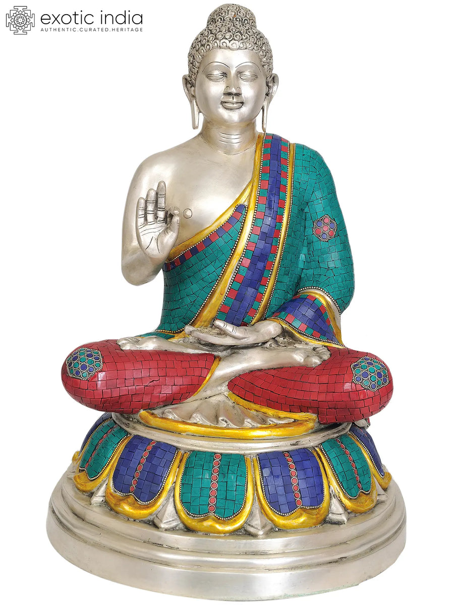 22" Large Tibetan Buddhist Buddha Vitarka Mudra Brass Statue Handmade