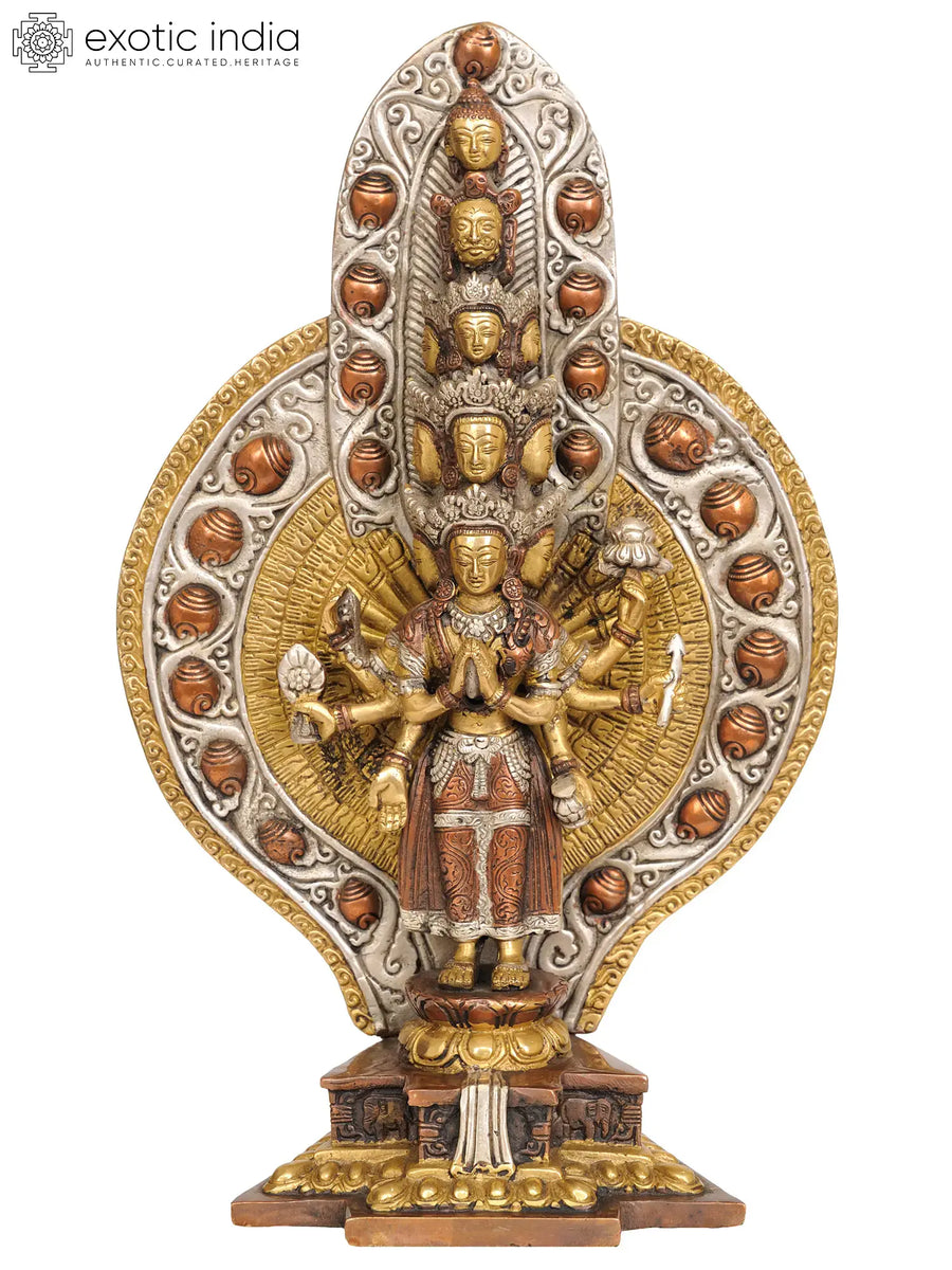 Eleven-Headed Thousand-Armed Avalokiteshvara Brass Statue