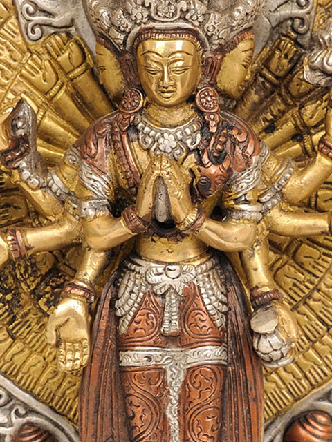 Eleven-Headed Thousand-Armed Avalokiteshvara Brass Statue | Handmade Buddhist Sculpture