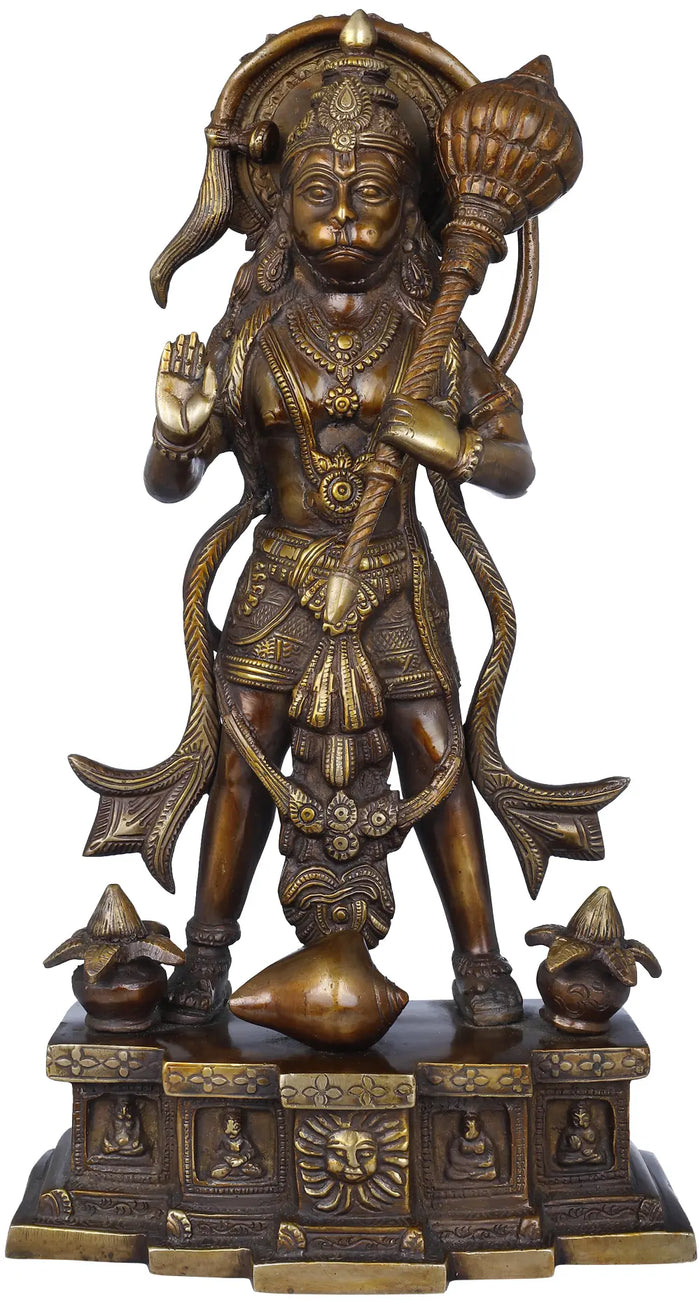 15" Lord Hanuman Handmade Brass Statue for Home Pooja