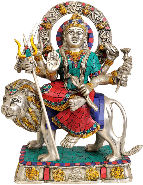 12" Handmade Brass Goddess Durga Statue for Pooja