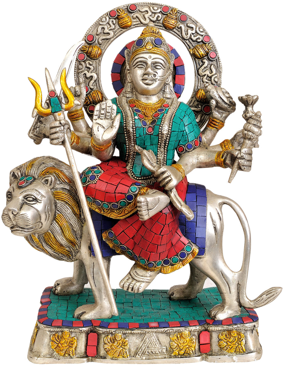 12" Handmade Brass Goddess Durga Statue for Pooja