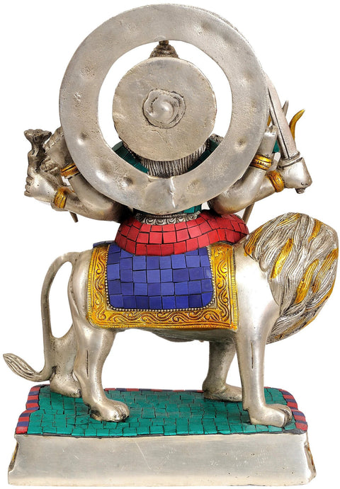 12" Goddess Durga In Brass | Handmade | Made In India