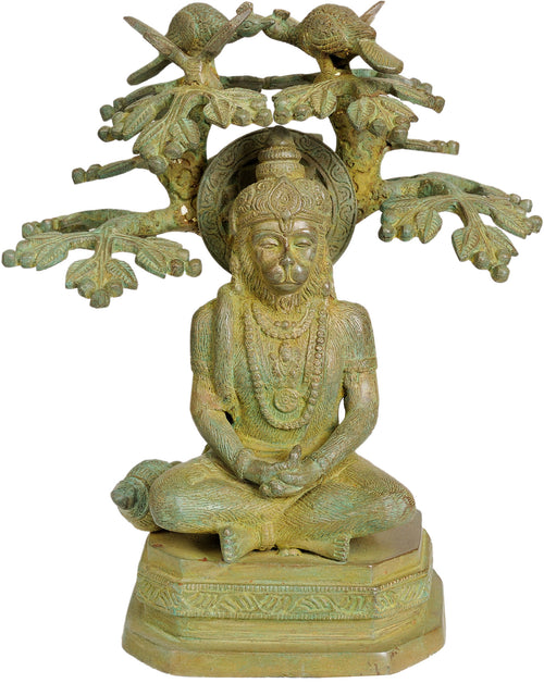 9" Hanuman Meditating Brass Statue for Home Pooja