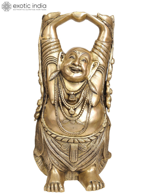 17" Laughing Buddha Brass Statue Handmade