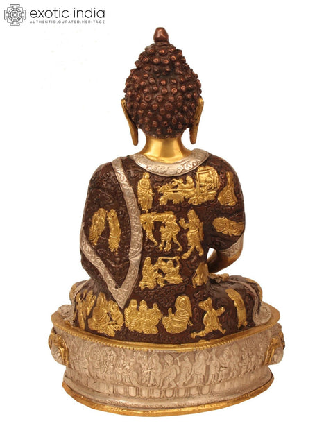 13" Unusual Robe of Seated Buddha in Brass | Handmade | Made in India