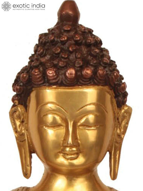 13" Unusual Robe of Seated Buddha in Brass | Handmade | Made in India