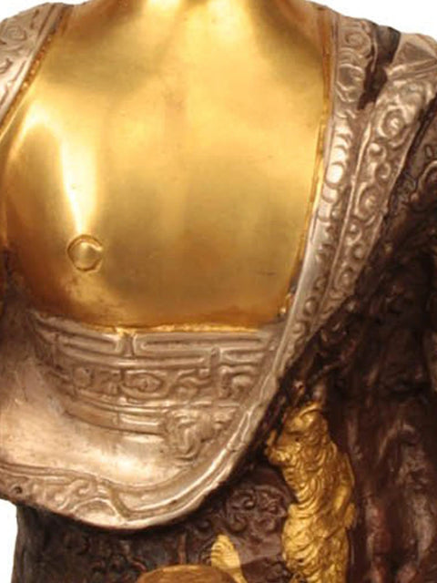 13" Unusual Robe of Seated Buddha in Brass | Handmade | Made in India