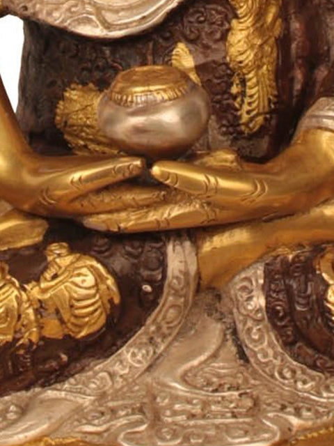 13" Unusual Robe of Seated Buddha in Brass | Handmade | Made in India