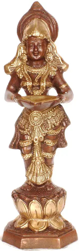 13" Handmade Lakshmi Brass Statue for Pooja