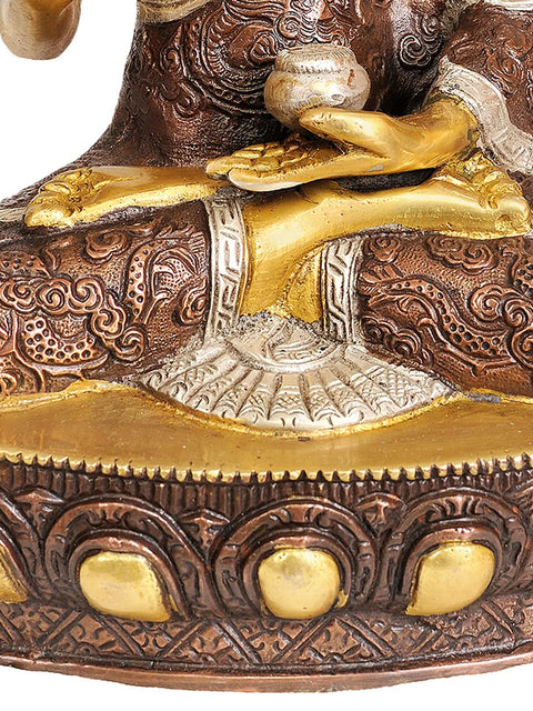 11" Lord Buddha in Vitarka Mudra (Robes Decorated with the Dragons) In Brass | Handmade | Made In India