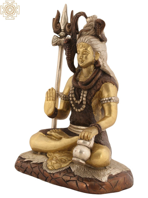 10" Blessing Lord Shiva Brass Sculpture