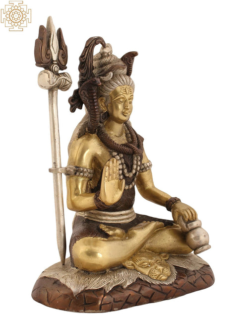10" Blessing Lord Shiva Brass Sculpture