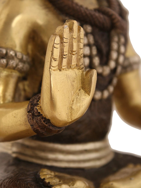 10" Blessing Lord Shiva Brass Sculpture