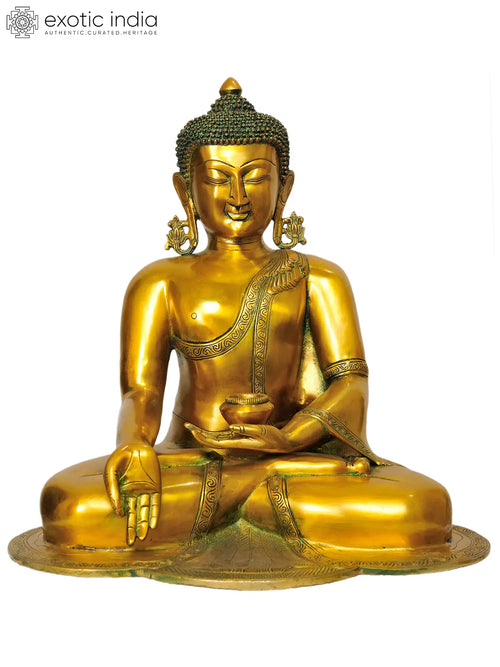 17" Lord Buddha in Jnana Mudra Brass Handmade Statue