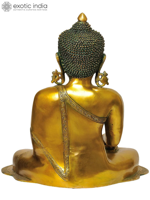 17" Lord Buddha in Jnana Mudra In Brass | Handmade | Made In India