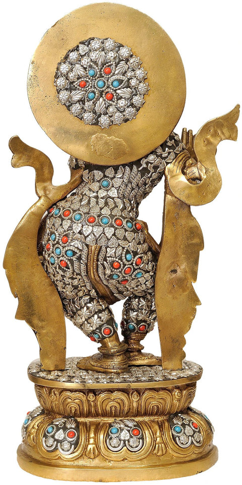 17" Lord Krishna in Ornamented Costume In Brass | Handmade | Made In India